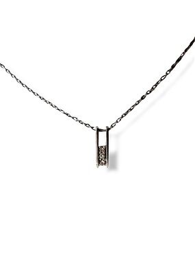 14K White Gold STJ 3-Stone Diamond Pendant 1.2g & .925 Sterling Silver Necklace